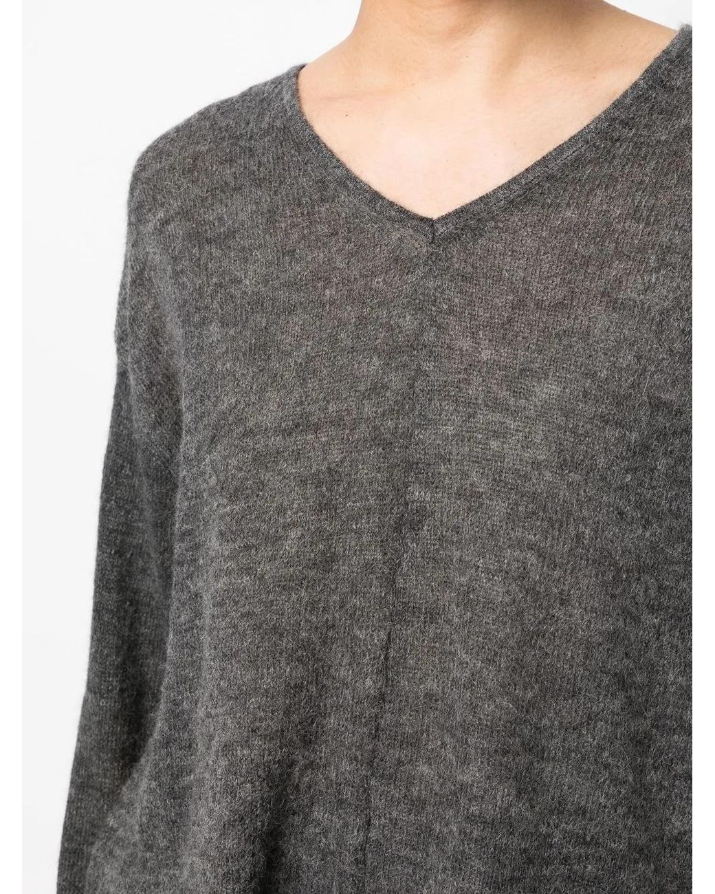 Goen.J Gray V-Neck Knitted Sweater