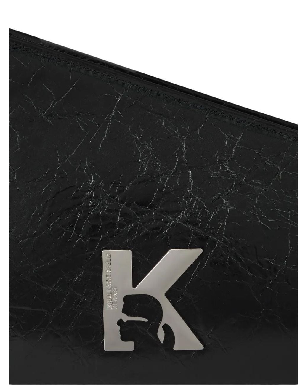 Karl Lagerfeld Black Leather Shoulder Bag
