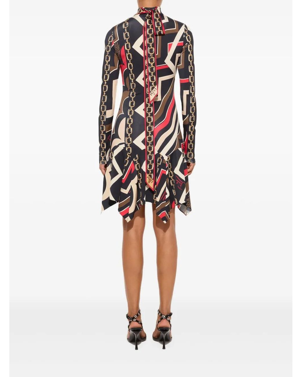Emilio Pucci White Istrice-Print Satin Dress