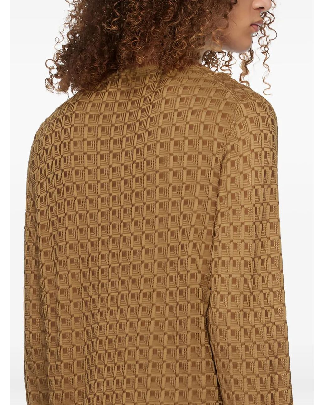 Boss Natural Geometric-Pattern Silk Sweater for men
