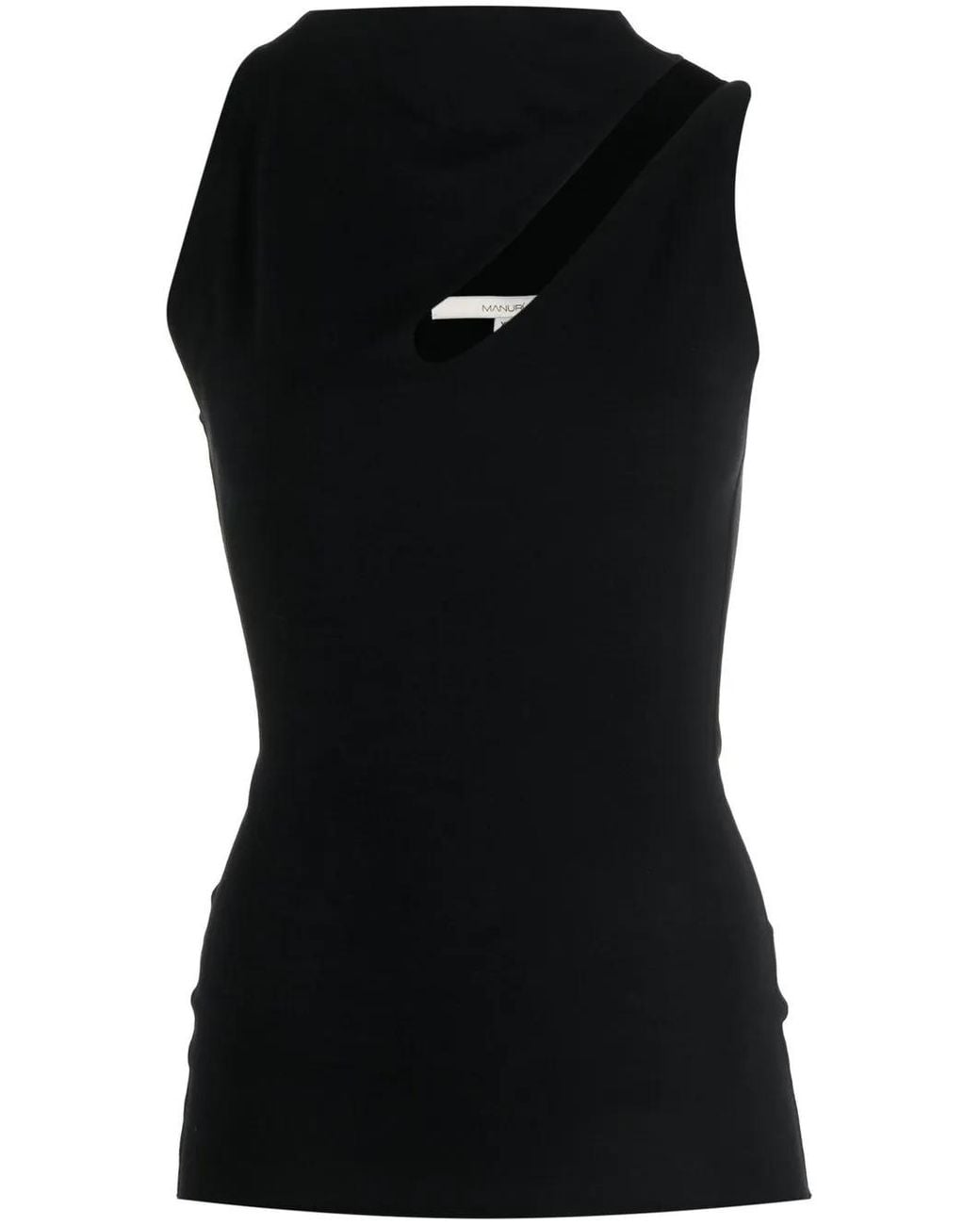 MANURI Black Bambina Asymmetrical-Neckline Top