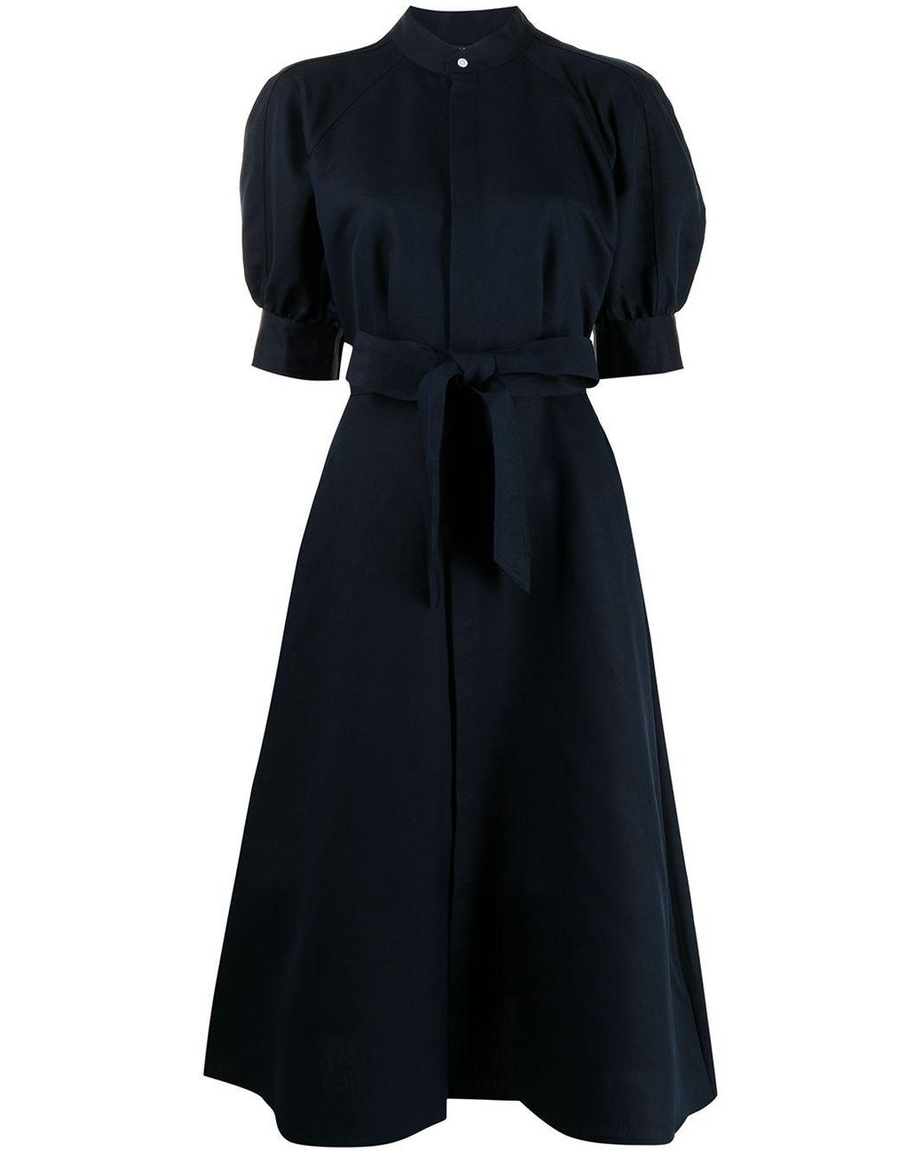 Polo Ralph Lauren Tied-waist Puff-sleeve Dress in Blue | Lyst