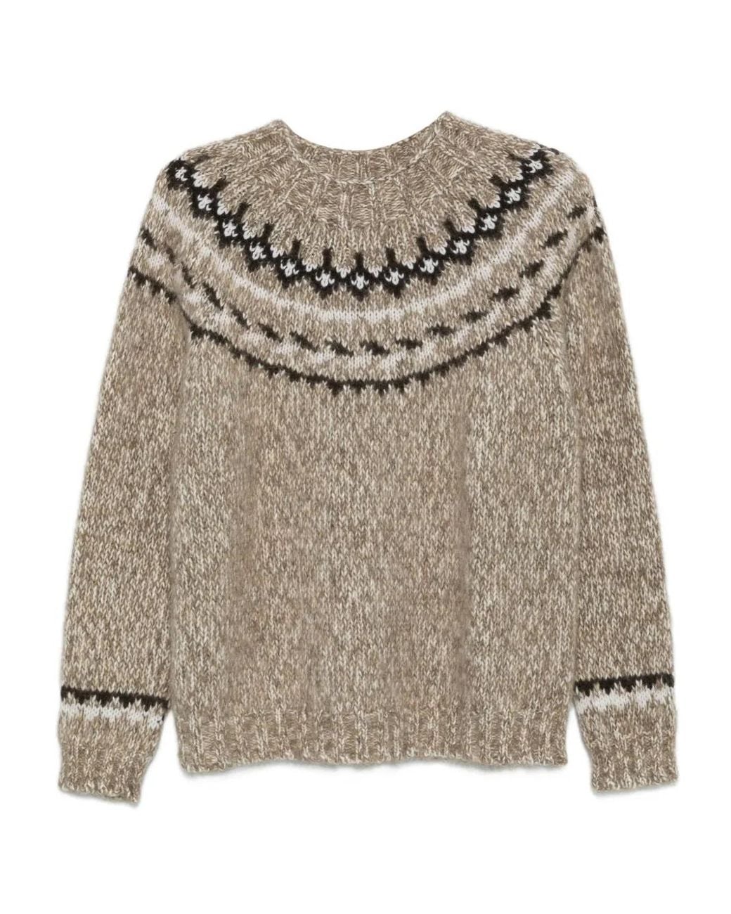 P.A.R.O.S.H. Gray Nordic-Inspired Knitted Sweater With Relaxed Fit
