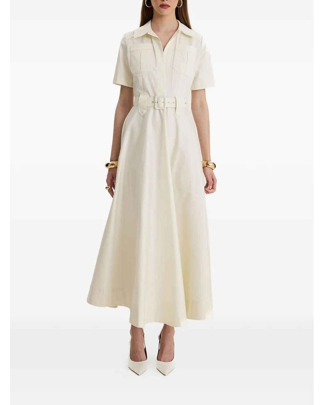 MOOS STUDIO Natural Blanc Society Belted Maxi Dress