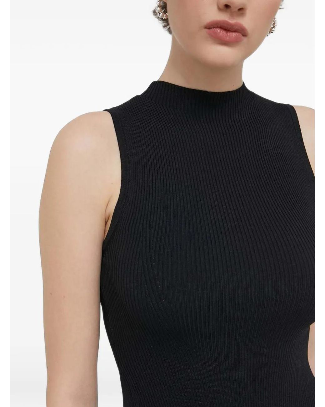 Desigual Black Ribbed-Knit Sleeveless Dress