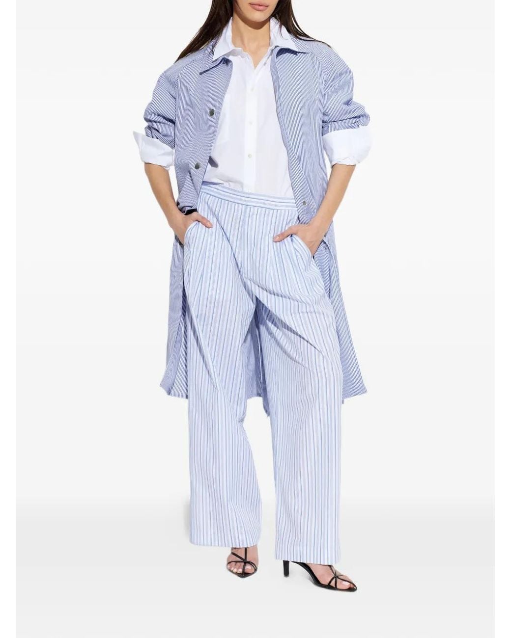 Rag & Bone Blue Pantalon Plissé À Rayures