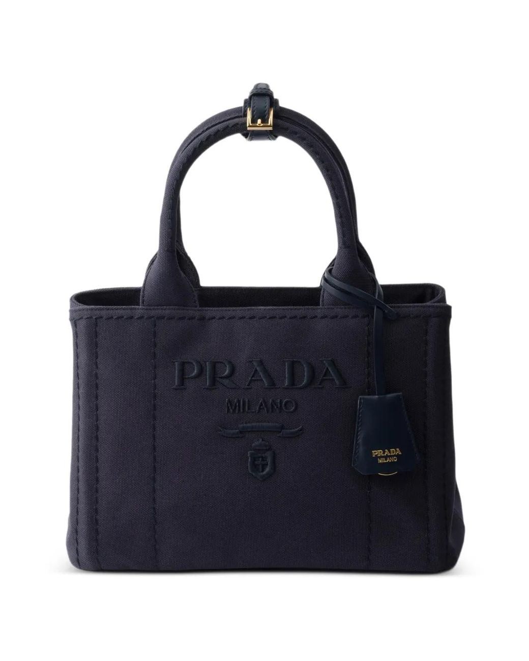 Prada Blue Petit Sac En Toile Jardini En Re-Coton