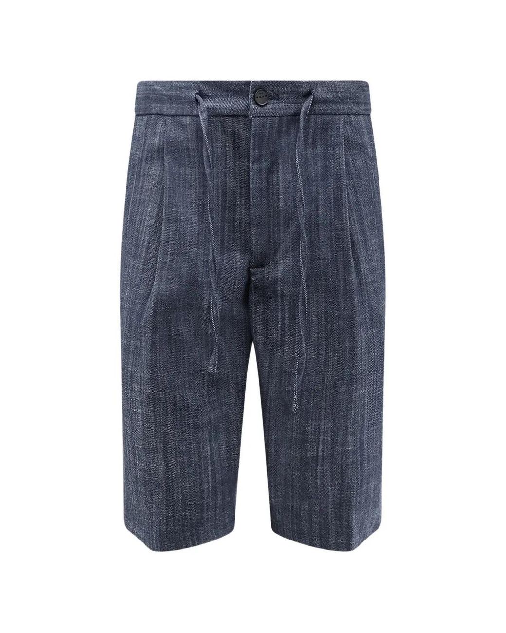 Hevò Blue Drawstring Pleated Shorts for men