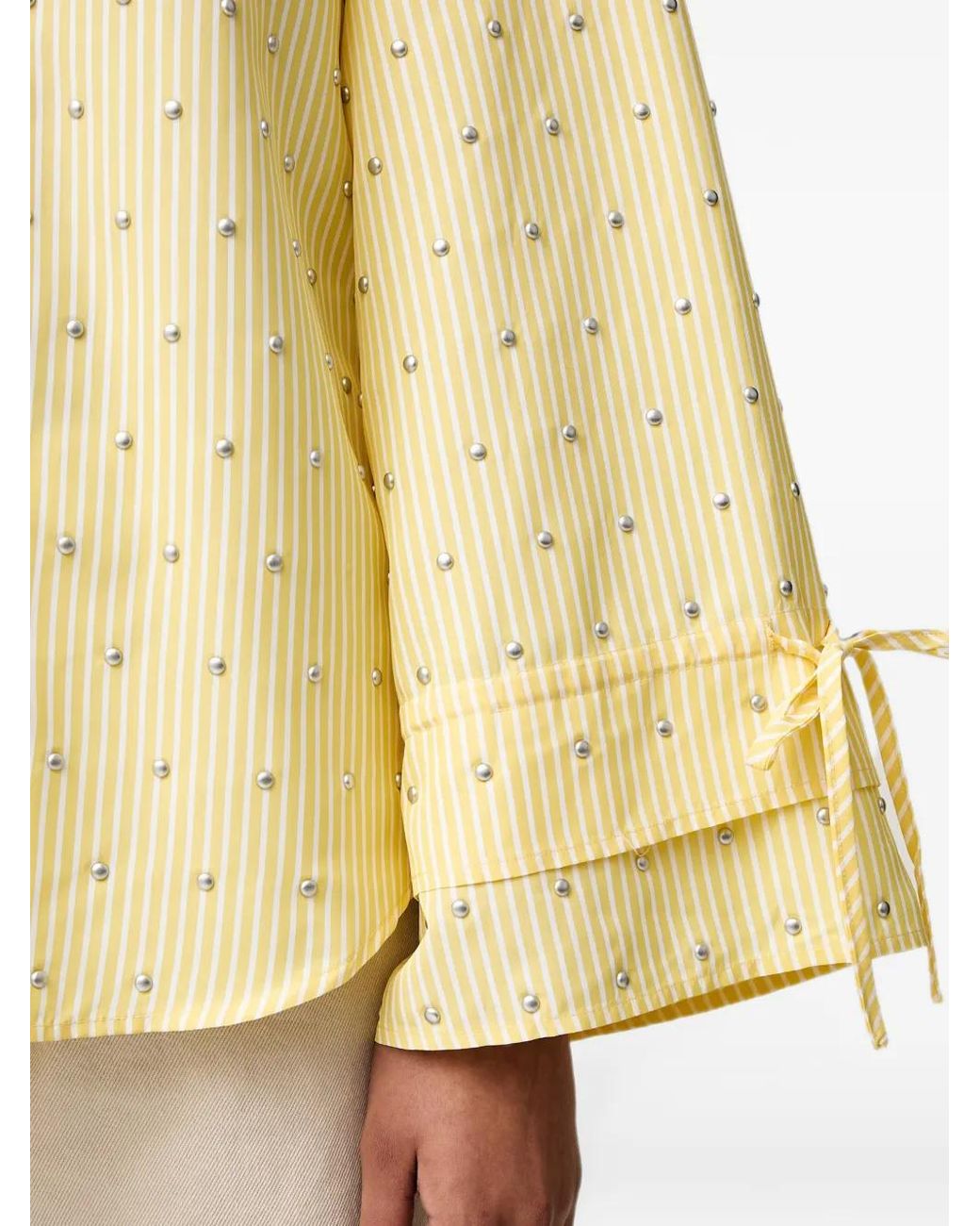 Never Fully Dressed Gestreepte Blouse Met Studs in het Natural