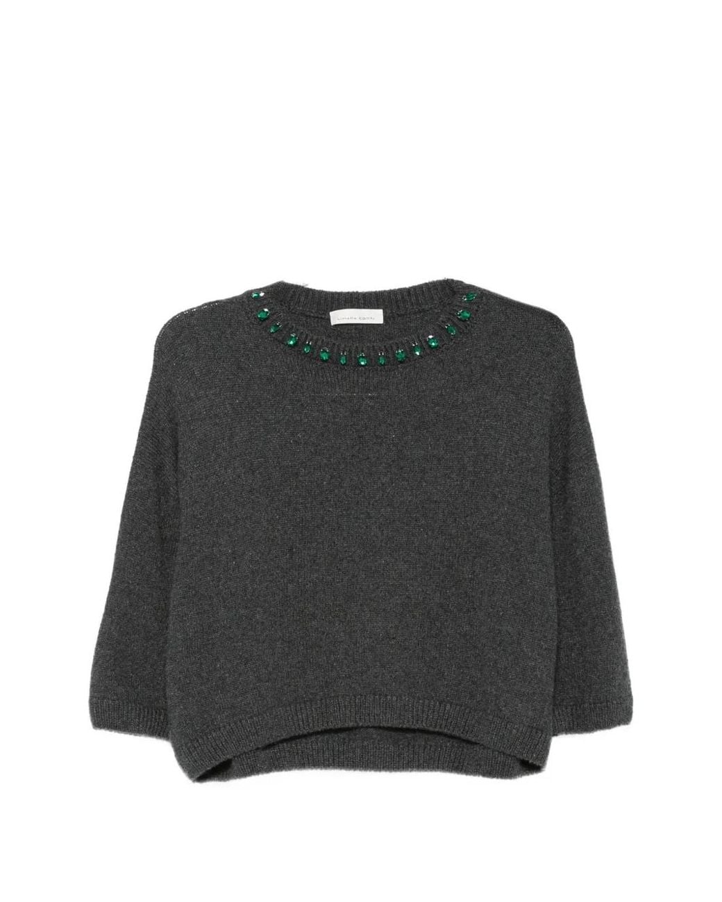 Liviana Conti Black Crystal-Embellished Knitted Sweater