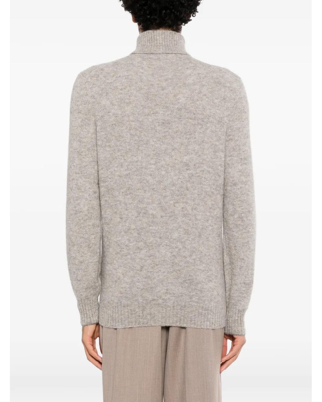 Brunello Cucinelli White Roll-Neck Knitted Jumper for men