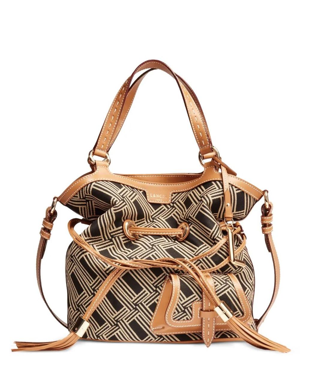 Lancel Brown Premier Flirt Geometric-Pattern Bucket Bag