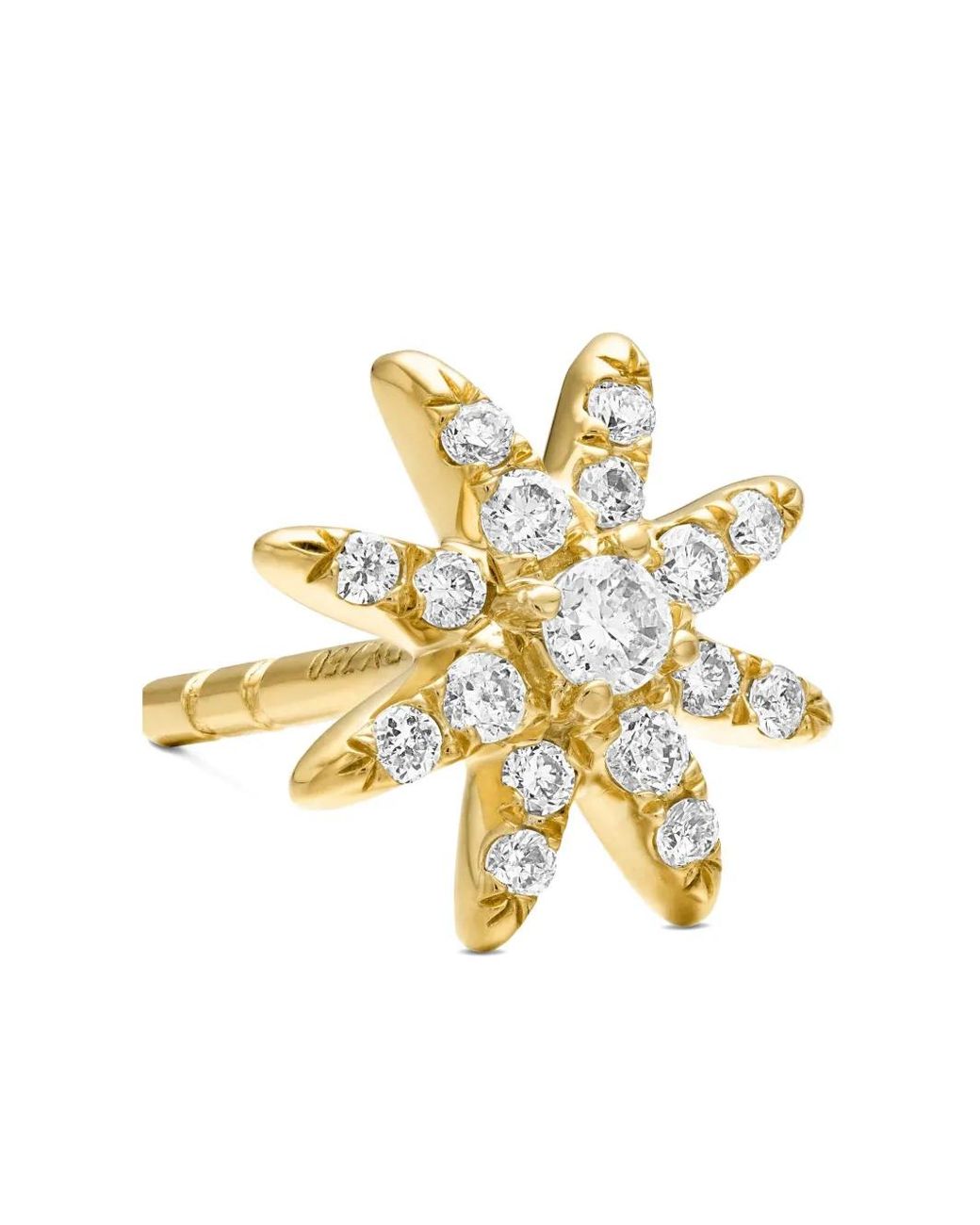 David Yurman Metallic 18Kt Petite Starburst Diamond Stud Earrings (7.5Mm)