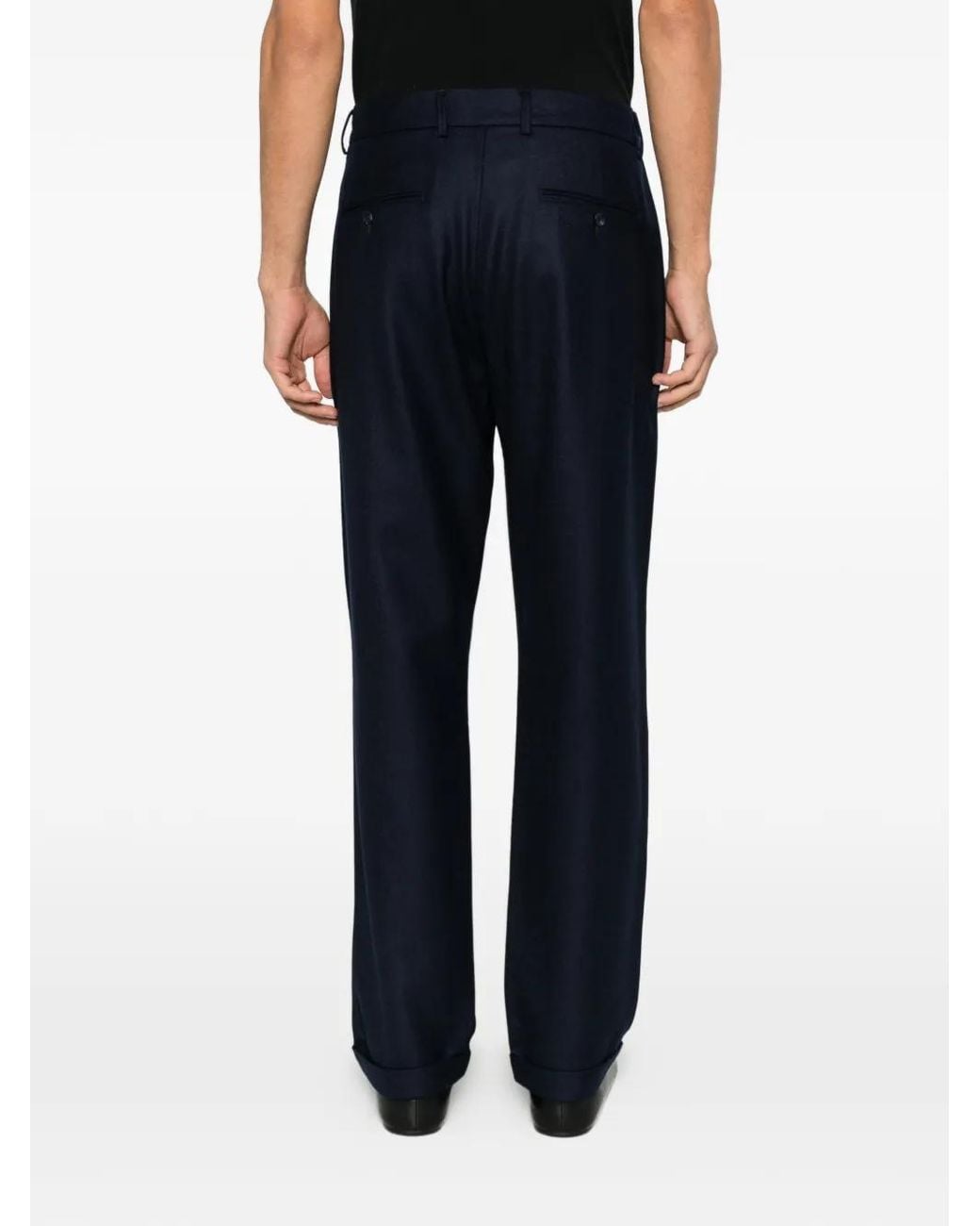 Alberto Gozzi Blue Turn-Up Cuff Trousers for men