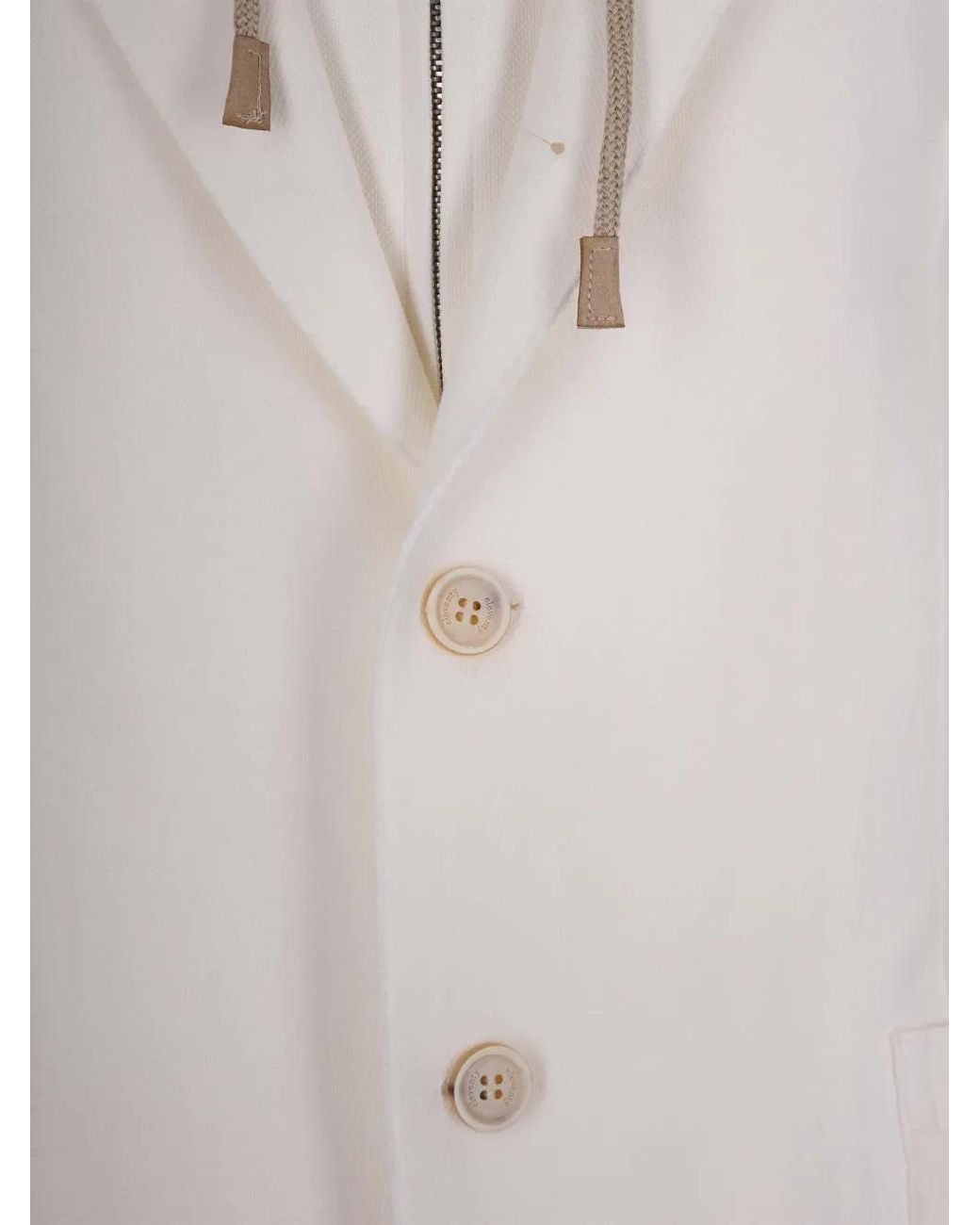Eleventy White Hooded Two-Button Jacket for men