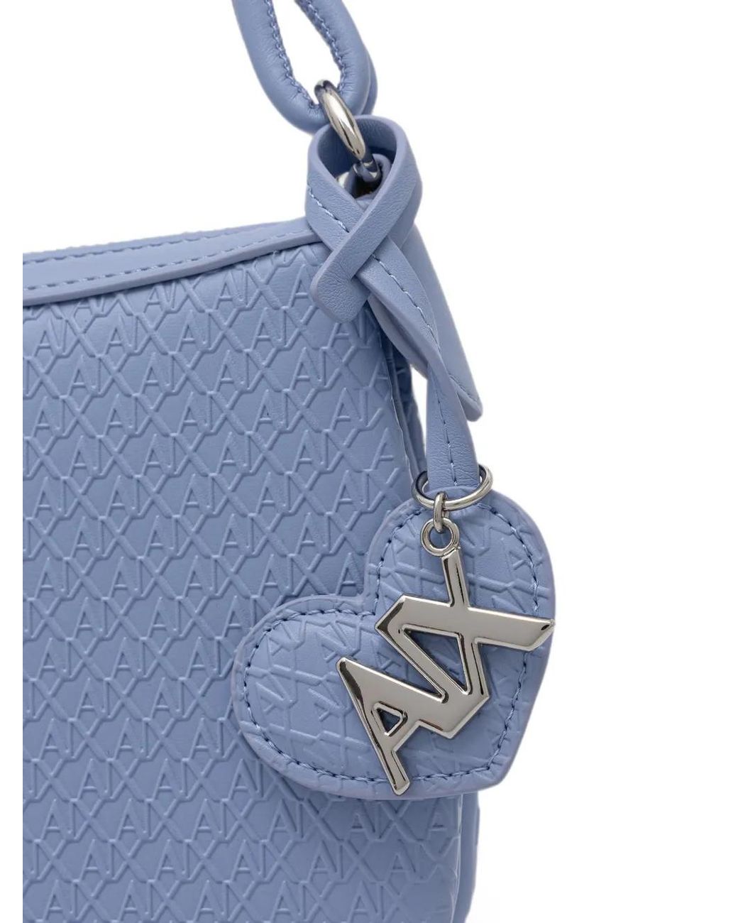 ARMANI EXCHANGE Blue Mini Monogram-Embossed Braided-Handle Shoulder Bag