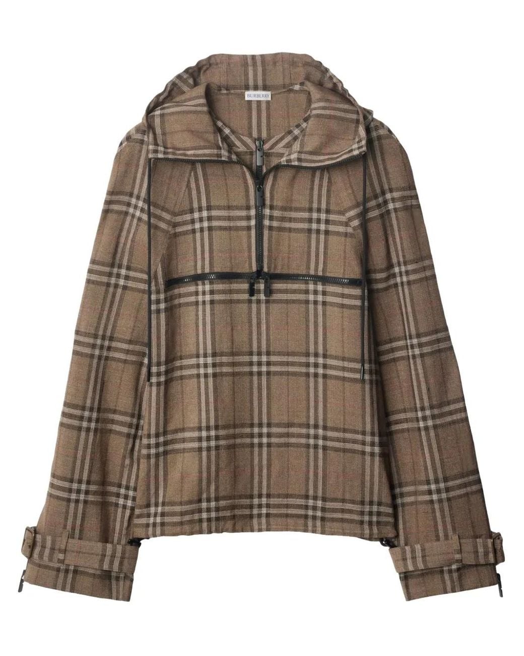 Burberry Brown Checked Hoodie for men