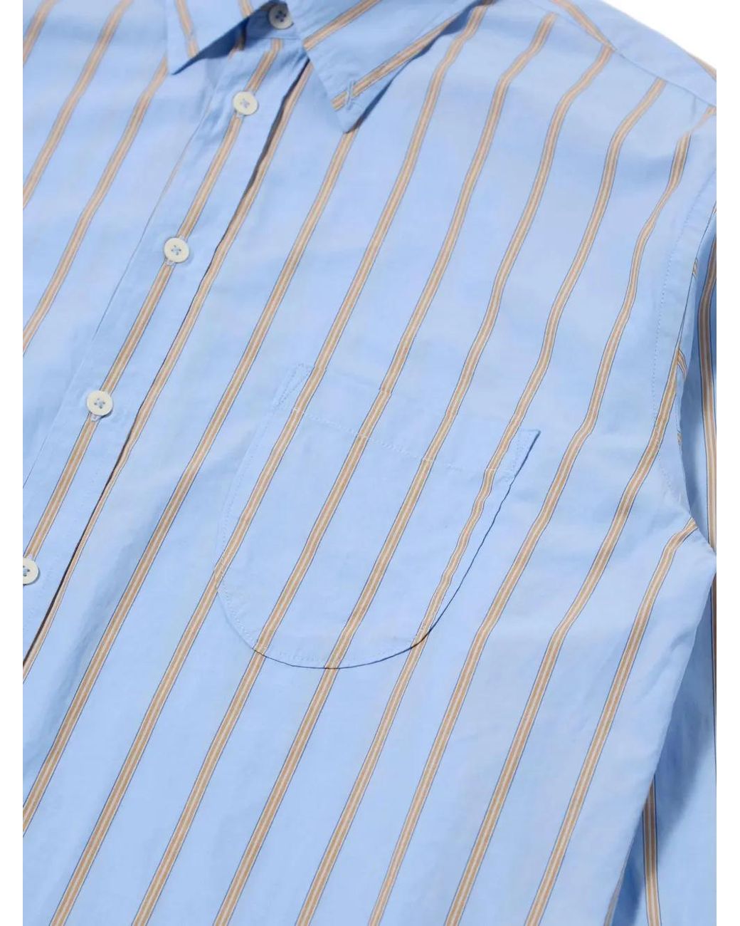Universal Works Blue Striped Pocket Shirt for men