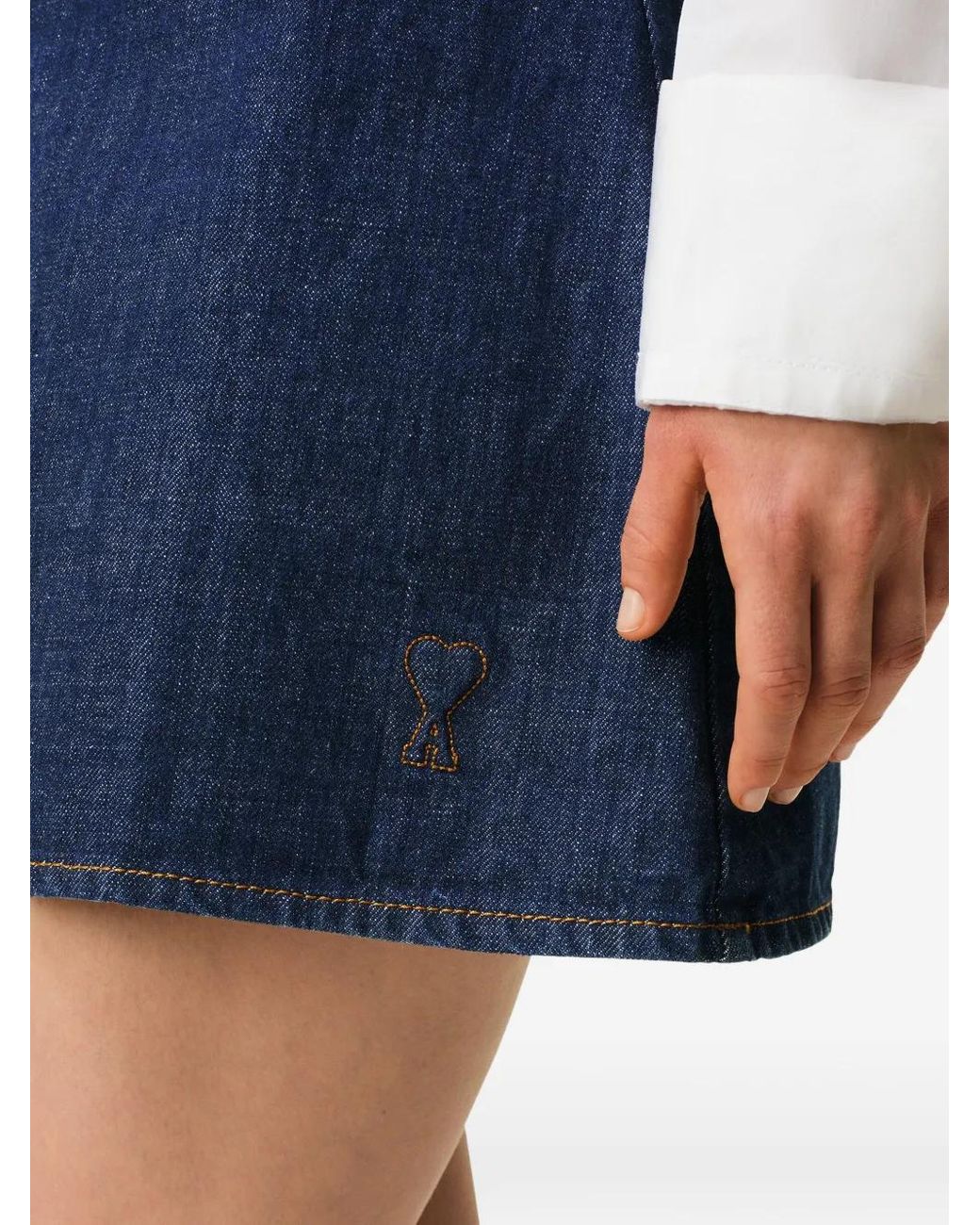 AMI Blue Cotton Short Strapped Dress