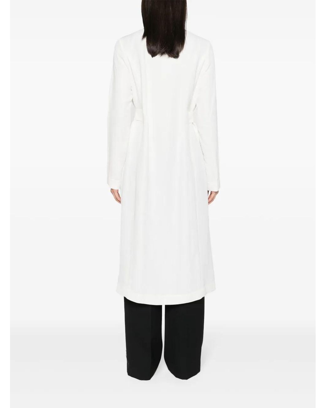 Fabiana Filippi White Spread-Collar Belted Coat