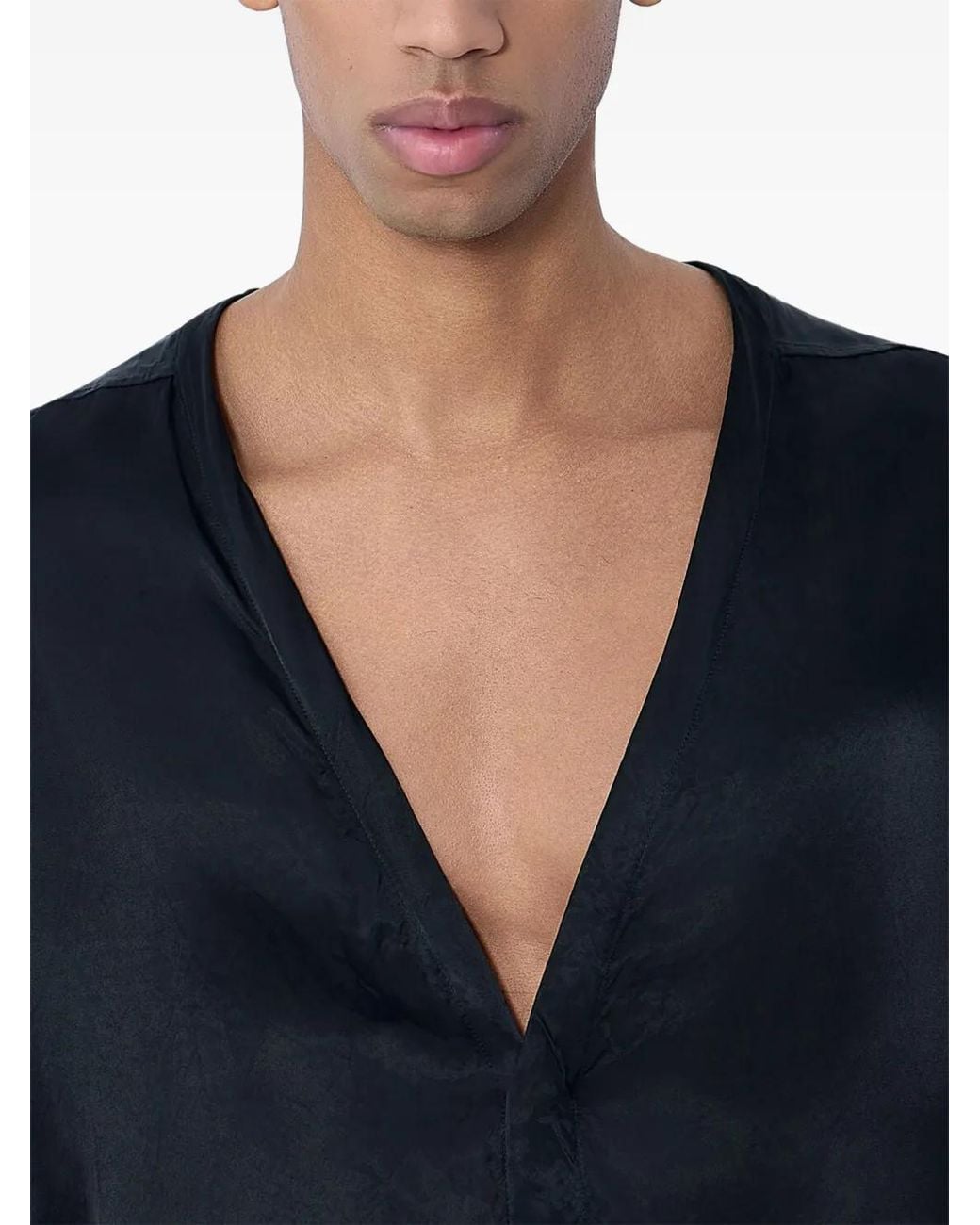 Rick Owens Blue V-Neck Shirt for men
