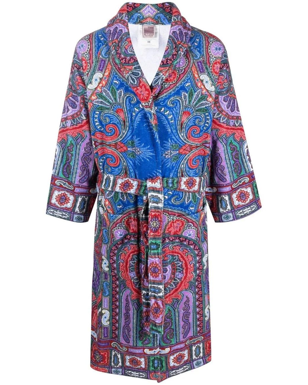 Etro Blue Paisley-Print Cotton Robe