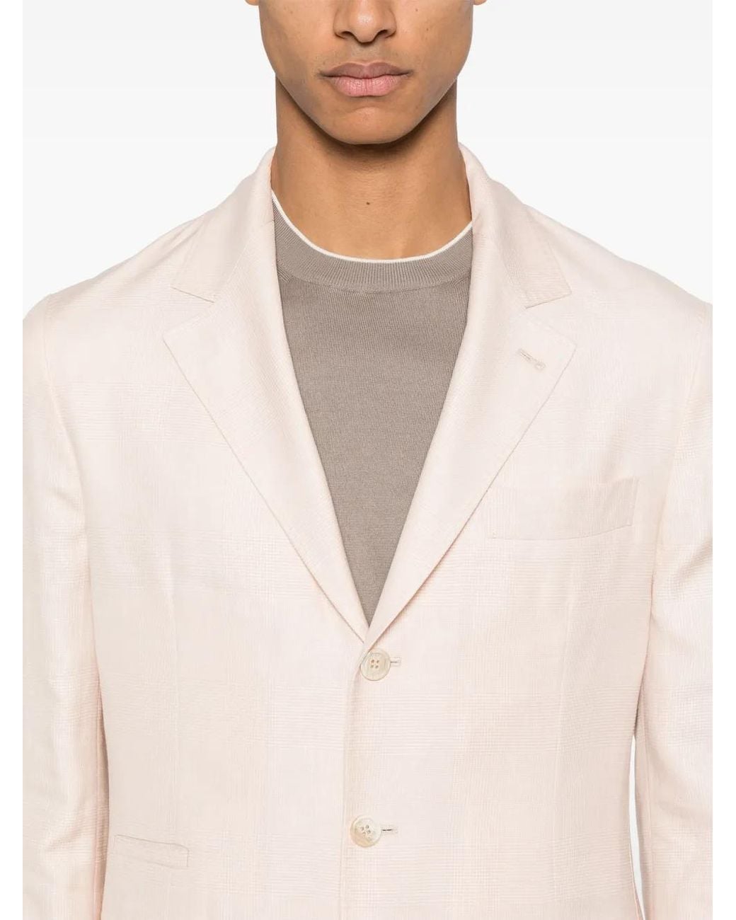 Brunello Cucinelli Natural Wool Blend Single-Breasted Jacket for men