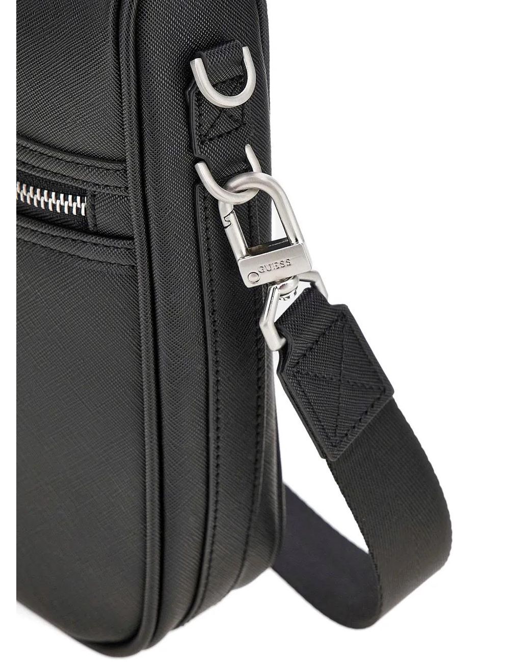 Guess Black Milano Saffiano Mini Crossbody Bag for men
