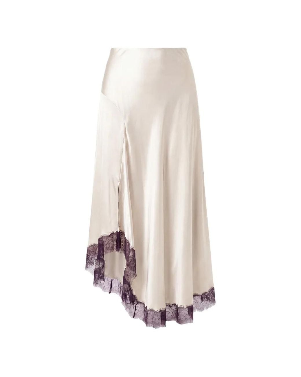 Nicholas White Lace-Trim Asymmetric Skirt