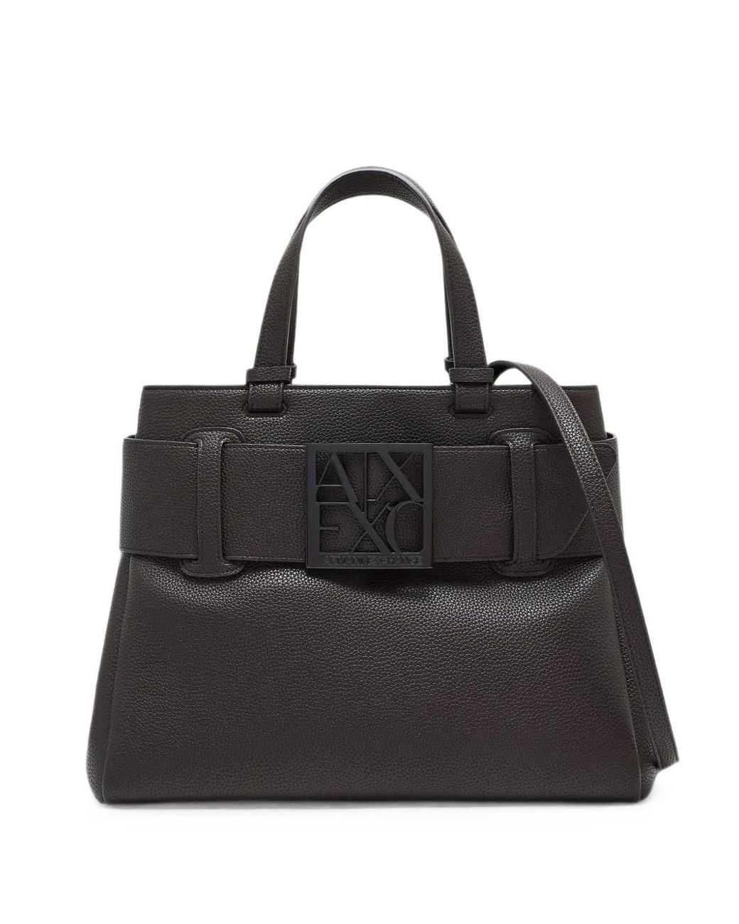 ARMANI EXCHANGE Black Sac À Main En Cuir Grainé À Plaque Logo