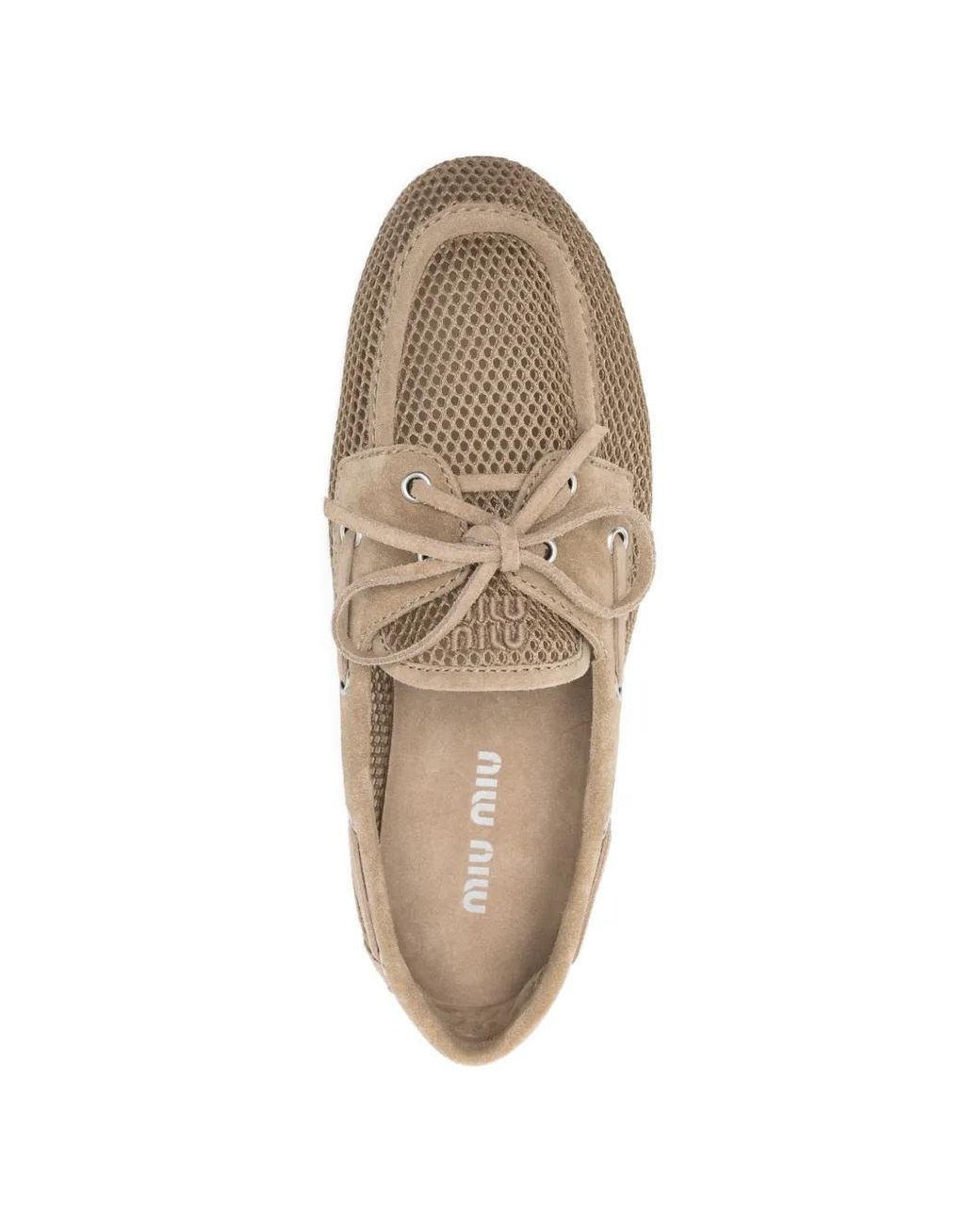 Miu Miu White Deck Mesh Boat Loafers