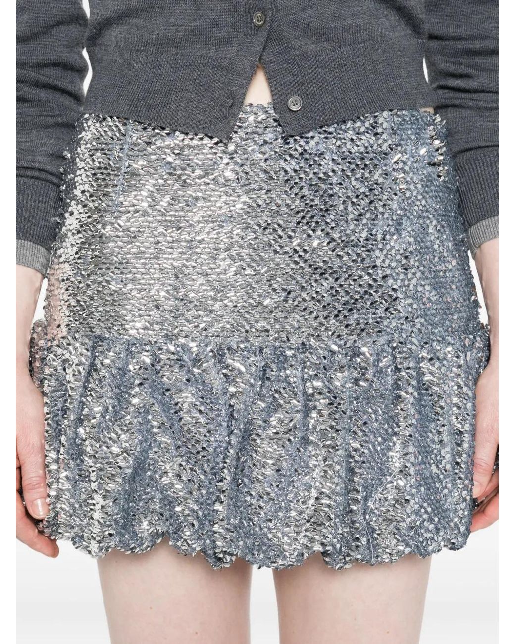 16Arlington Gray Sequinned Bubble-Hem Mini Skirt