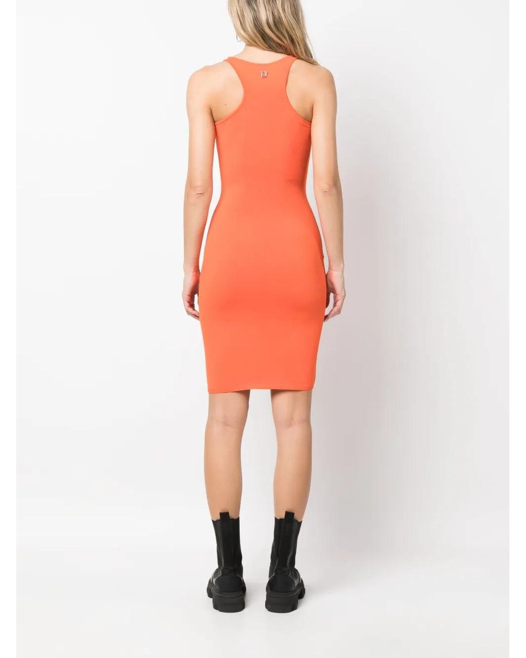 DSquared² Orange Robe Longue En Maille À Découpe