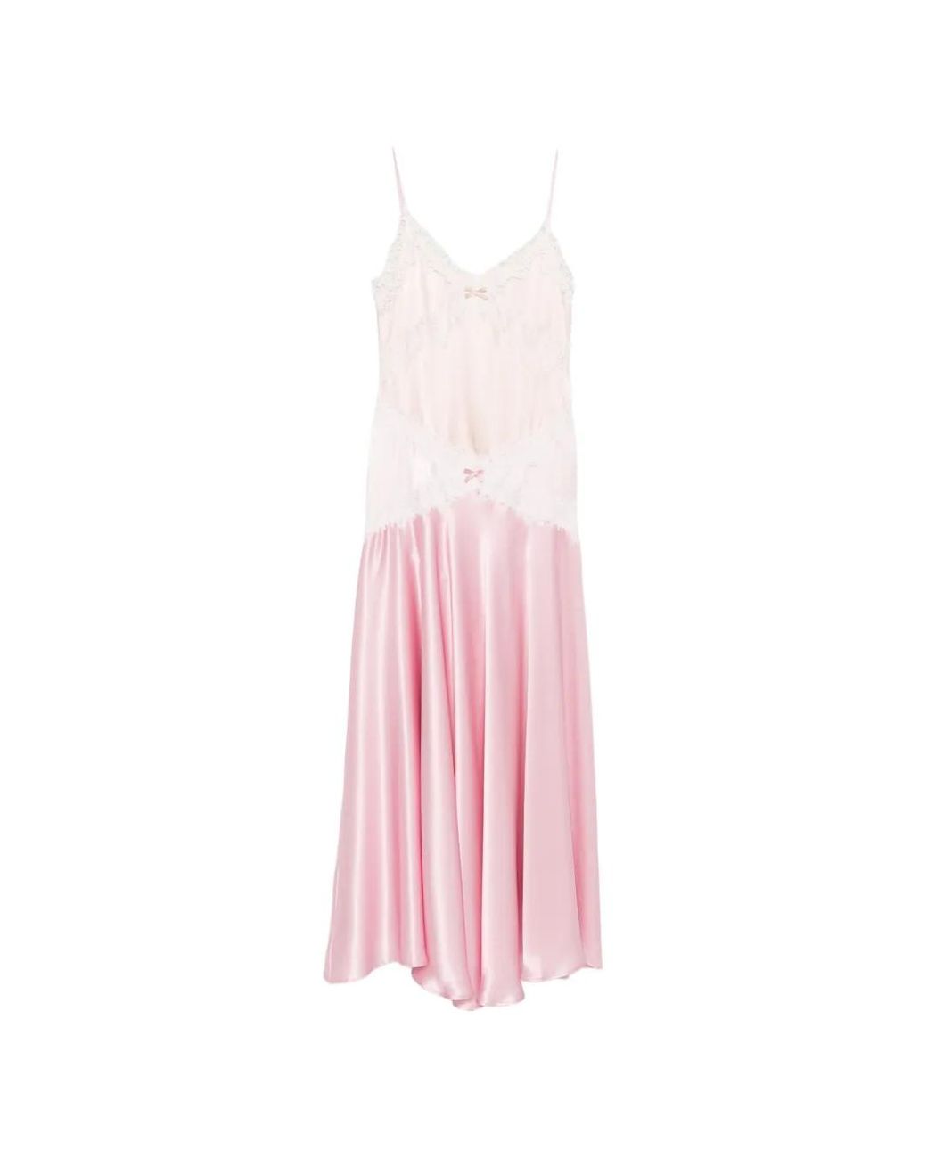 Viktor & Rolf Pink Lace-Trim Silk Dress