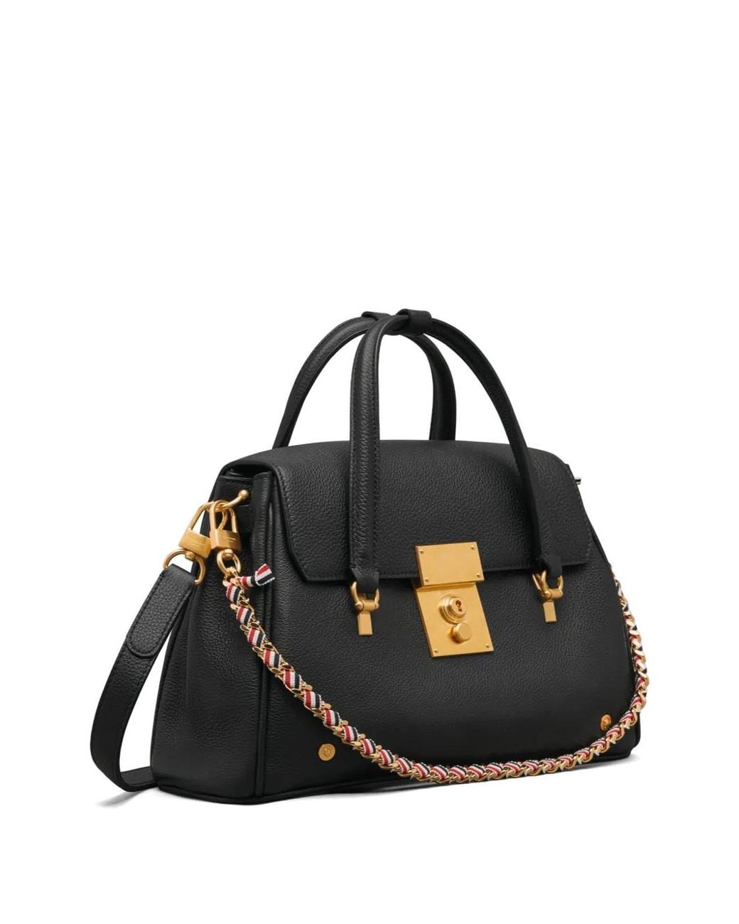 Thom Browne Blue Petit Sac À Main Bolton En Cuir