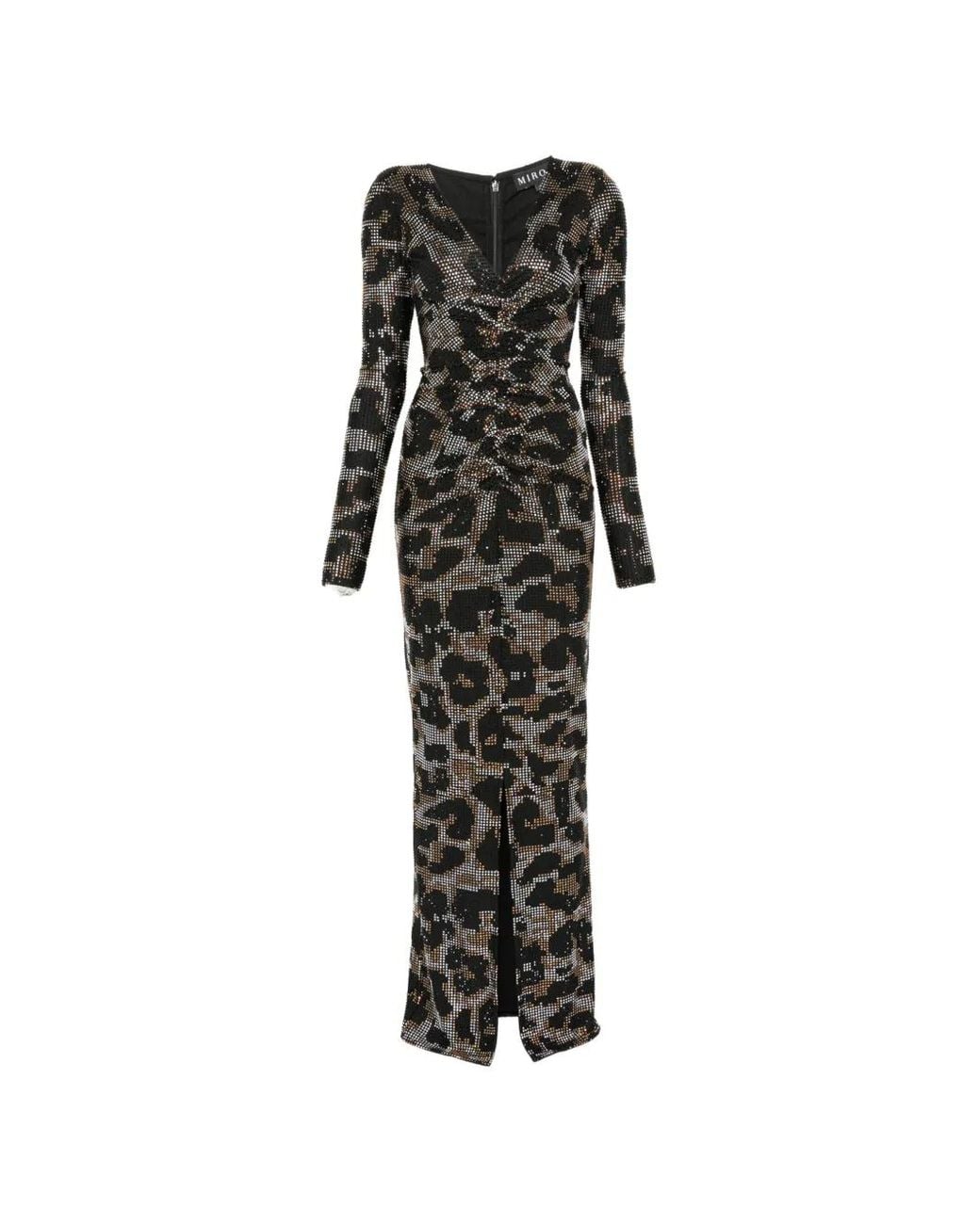 Miron Black Embellished Ruched Dress
