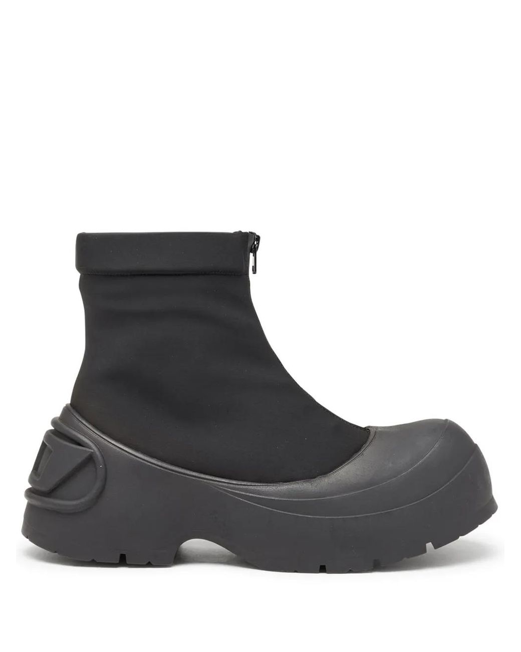 DIESEL Black D-Donald-Rubber-Trimmed Ankle Boots for men