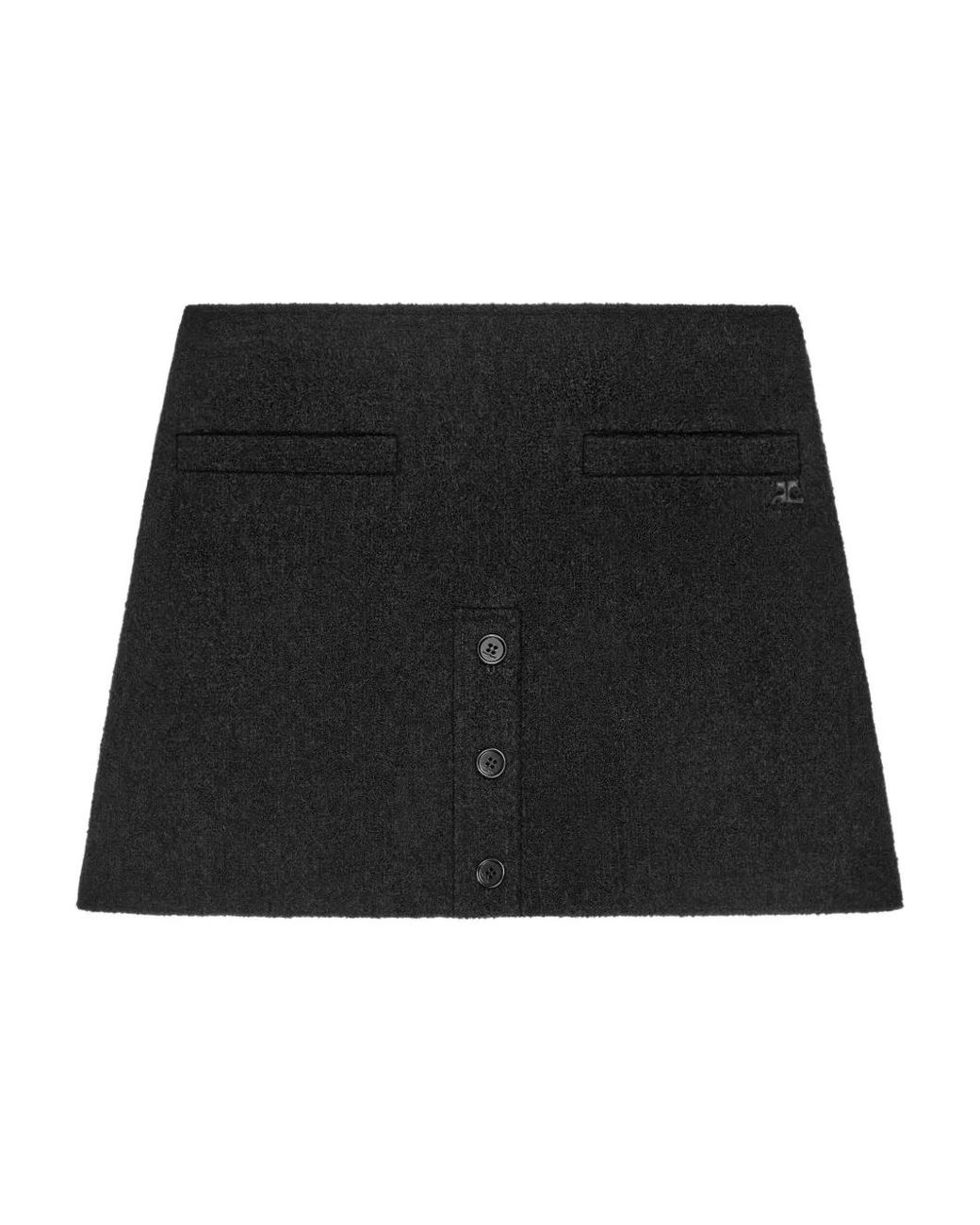 Courreges Black Buttoned Mini Skirt