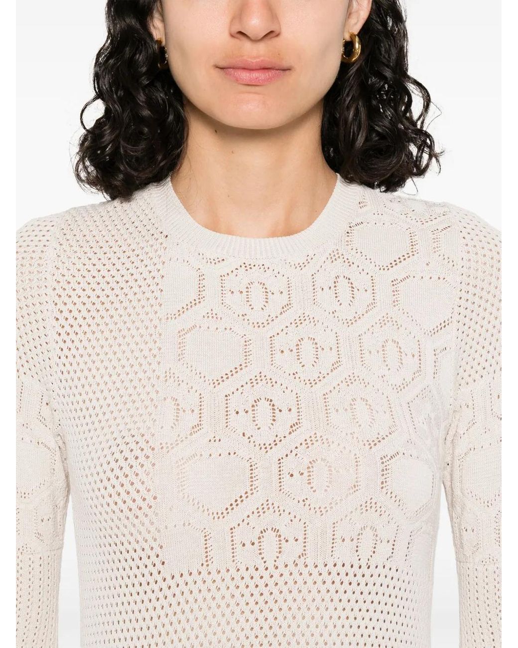 Akep White Crochet-Knit Dress