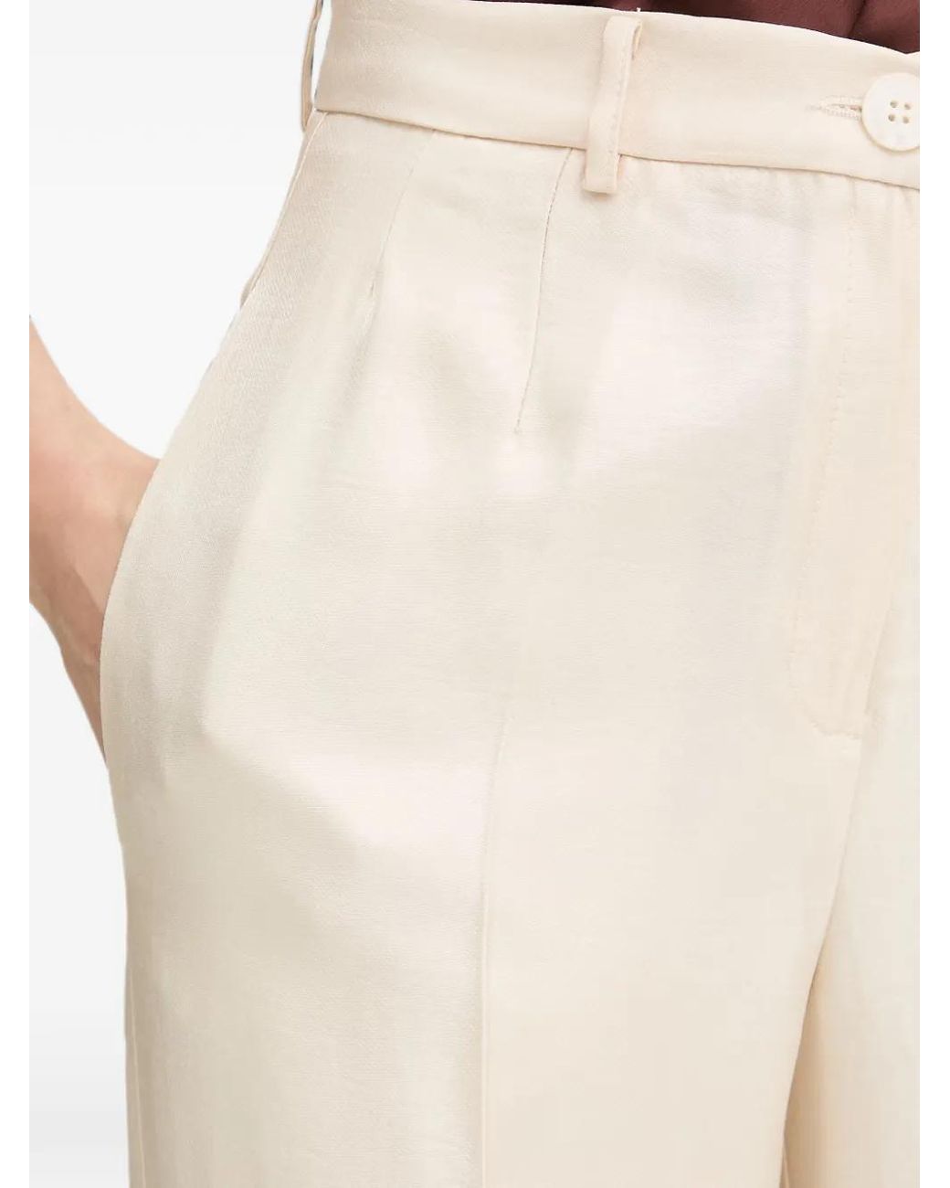 Haveone Natural Pressed-Crease Wide-Leg Trousers