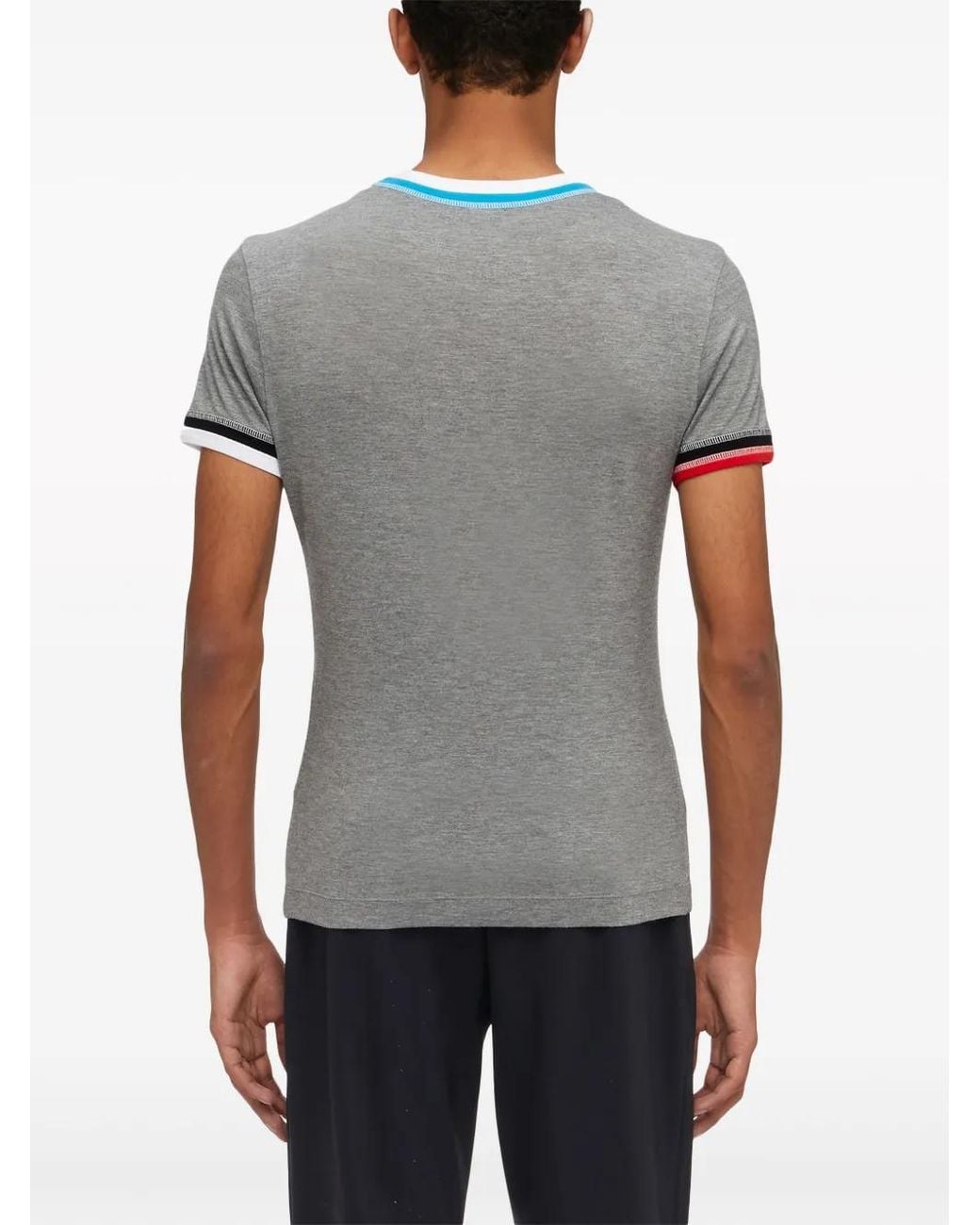 Ferragamo Gray T-shirt With Color Block Trims for men