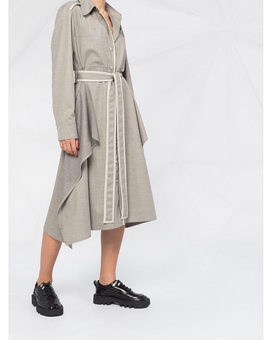 Stella McCartney Leilani Belted Shirt-dress in Gray | Lyst