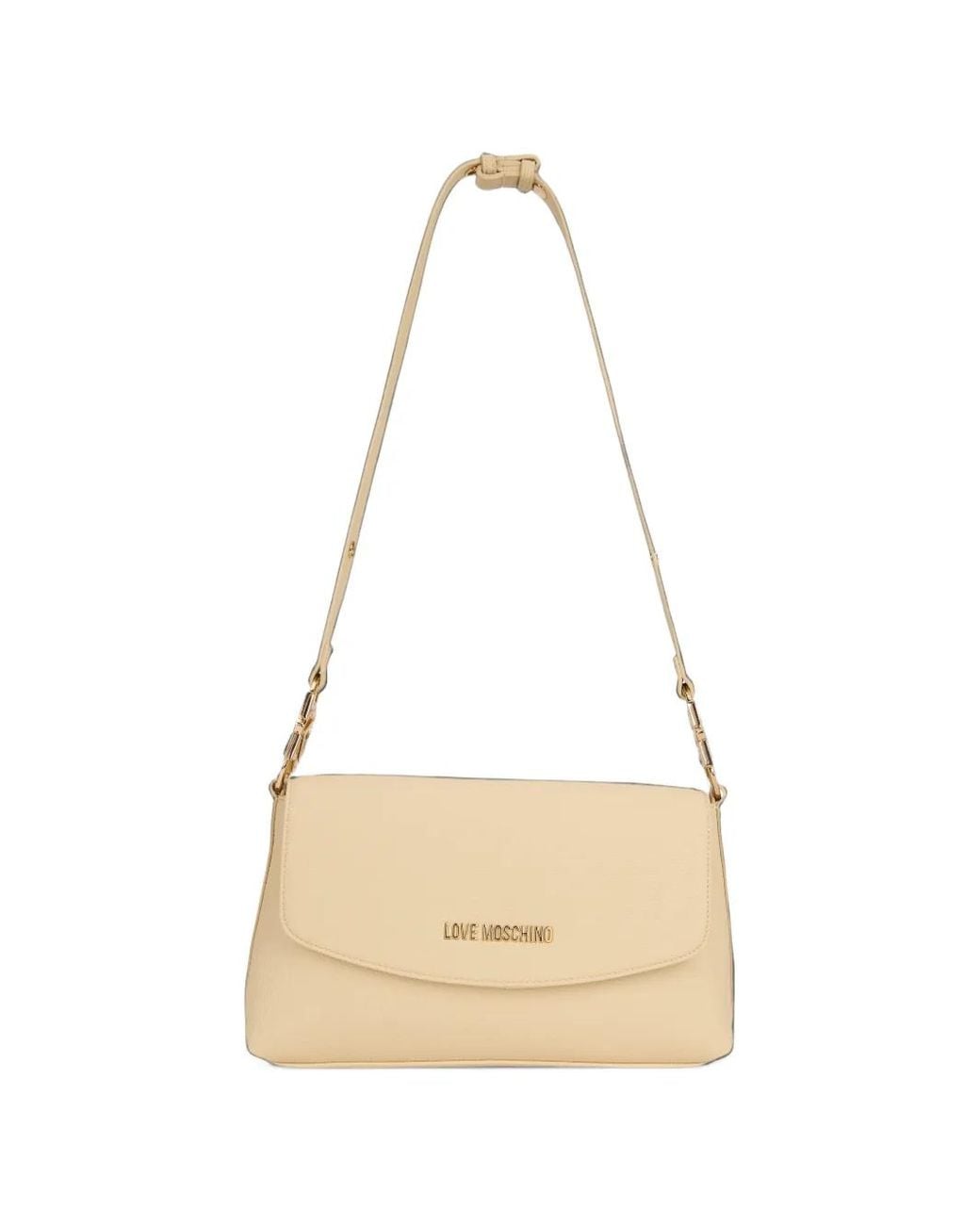 Love Moschino White Logo-Plaque Foldover Shoulder Bag