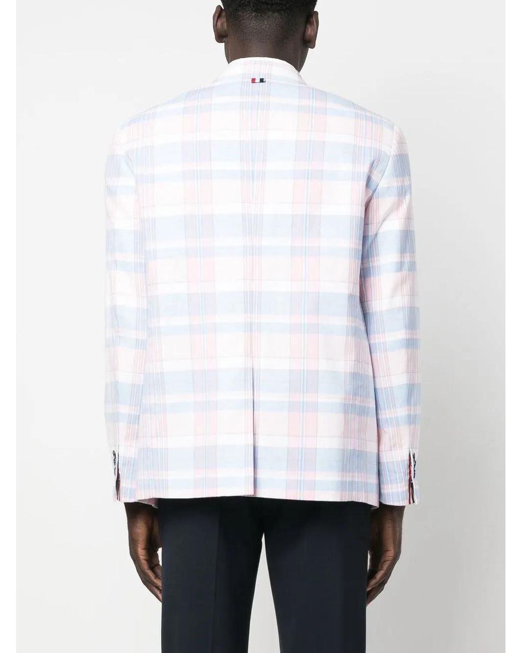 Thom Browne White Plaid-Check Pattern Cotton Blazer for men