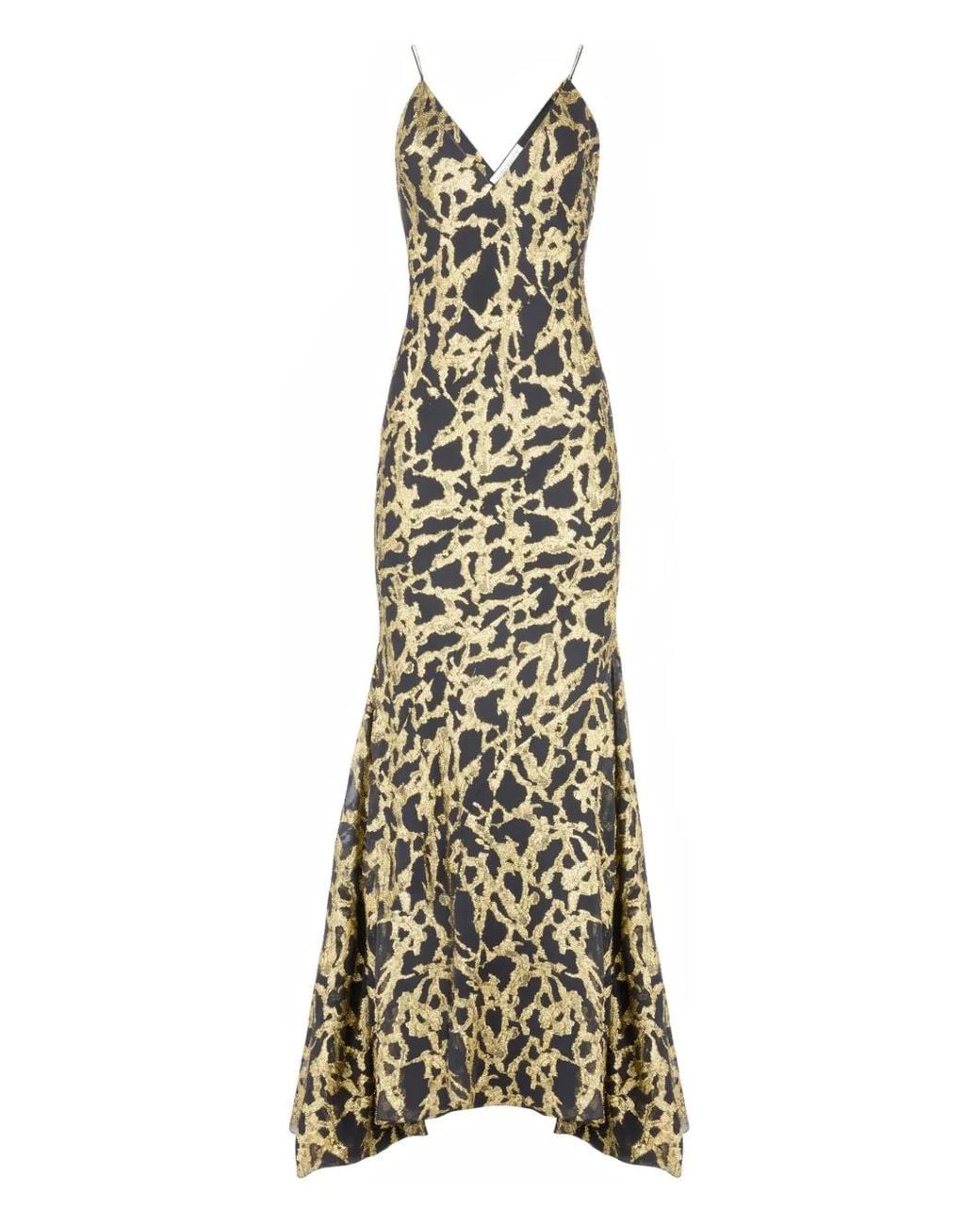 Nina Ricci Metallic Marbled-Motif Silk Maxi Dress
