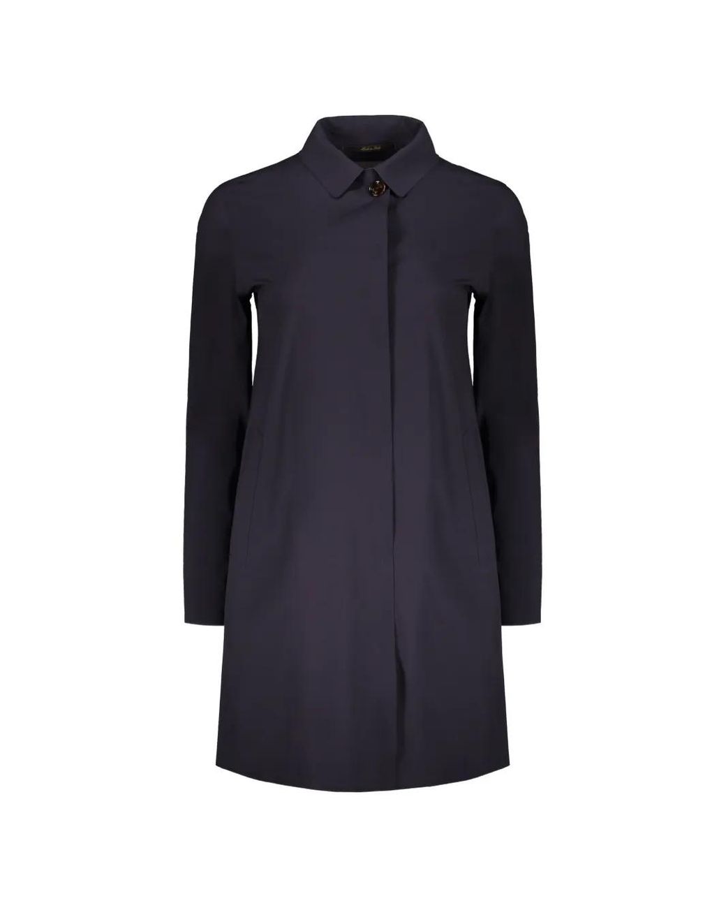 Moorer Blue Silene Logo-Button Coat