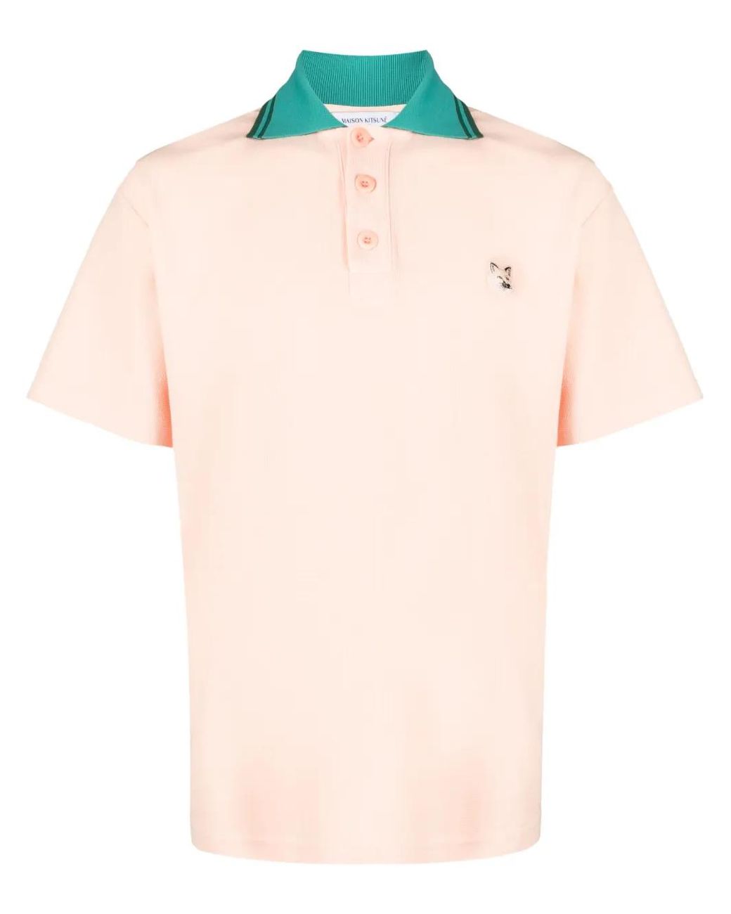 Maison Kitsuné Pink Logo-Appliqué Piqué Polo Shirt for men