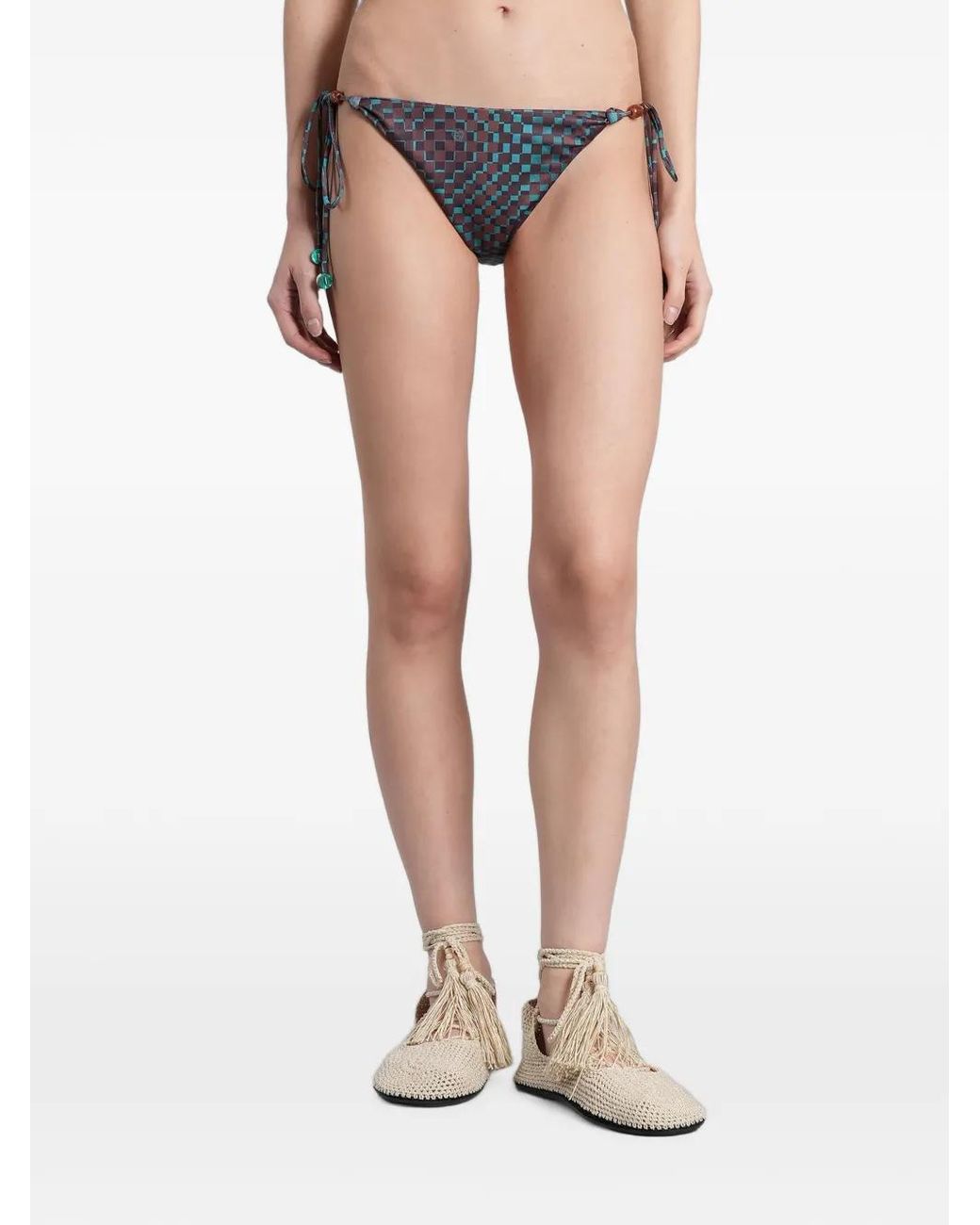 Siedres White Bas De Bikini Cheeky À Ornements De Perles