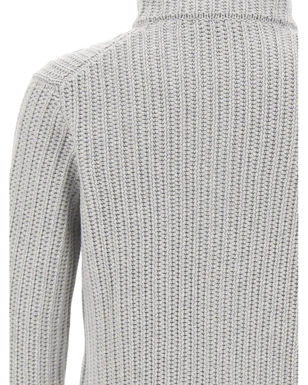 Gran Sasso Gray Ribbed-Knit Zip-Up Cardigan for men