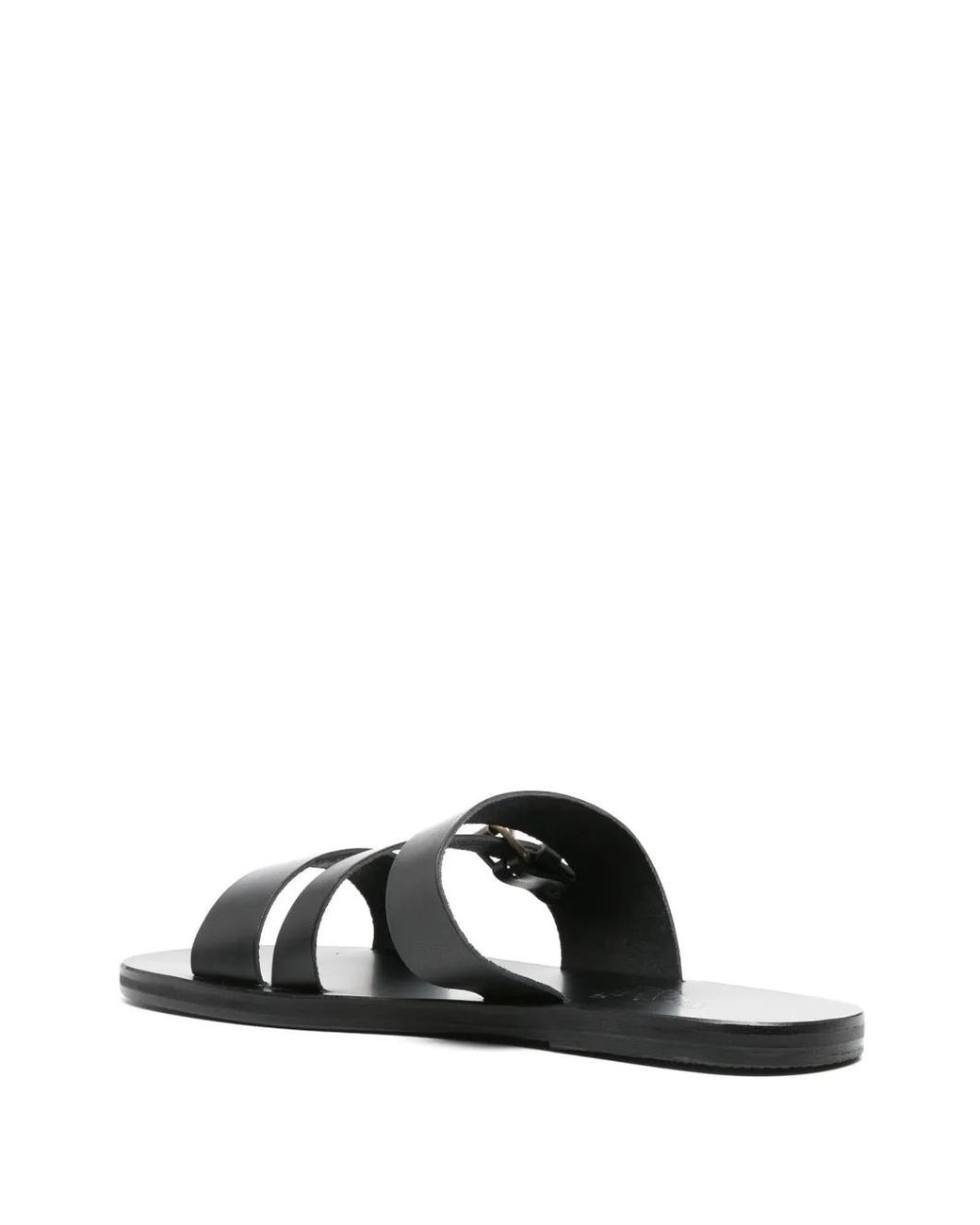 Ancient Greek Sandals Black Ifiklis Flat Leather Sandals for men